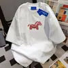 Camiseta de manga corta 100% algodón puro, diseño moderno estilo ins para mujer, ajuste holgado de verano, adelgazante, cuello redondo, top para pareja