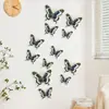 Adesivo de Parede Borboleta Dourada Folheada 3D Estéreo Borboleta de Quatro Camadas Casamento Feriado Borboleta Artificial Adesivo Decorativo Estilo Abertura de Janela