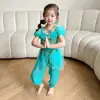Comercio Exterior Ropa Infantil Traje de Baile Latino Niña Princesa Jasmine Traje cos Anime Disfraz de Halloween