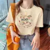 Camiseta de Verano Fina de Algodón para Mujer con Mangas Cortas y Estampado de Dibujos Animados, Corte Holgado, Tallas Grandes, Blanca, Estilo Vintage, Adelgazante, Top de Moda