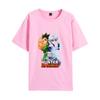 2023 nuevo cazador de tiempo completo secundario de dibujos animados de impresión digital para hombres y mujeres, blusa informal suelta de manga corta de verano
