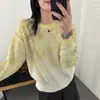 Suéter de punto con cuello redondo y degradado floral para mujer, nuevo estilo Otoño/Invierno 2026, moderno, elegante, holgado, de manga larga, fino