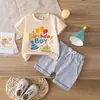 Traje de Verano para Niño con Tema de Cumpleaños de Manga Corta 2026 Moda Casual Cómodo Shorts Ropa de Verano Estilo Coreano Traje para Niños