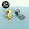 Joias para Piercing de Liga de Titânio Mais Vendidas Transfronteiriças, Stud Labial de Coração de Alta Qualidade com Rosca Interna e Base Plana, Stud para Hélice Auricular F136