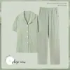 Pijama de Mujer Verano Algodón Puro Pantalón Corto Holgado Talla Grande Verano Delgado Para Usar Afuera Sentido de Alta Gama Traje de Ropa para el Hogar