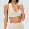 Top de Yoga Halter de Cuello Profundo en V para Mujer con Almohadillas Extraíbles en el Pecho, Sujetador Deportivo de Fitness para Pilates con Diseño de Triángulo Hueco en la Espalda