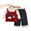 Ropa de Otoño para Niñas Conjunto de Bebé 2026 Nuevo Conjunto de Tres Piezas Chaleco Suéter de Primavera Otoño para Bebés Niños Moda Dropshipping