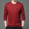 Nova Moda Masculina Primavera 2024 Moletom Gola Redonda Camiseta Manga Longa de Marca Tendência Camisa Básica Casual Masculina Atacado