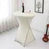 Capa de Mesa Alta Cor Sólida Transfronteiriça Toalha de Mesa para Banquete de Bar Capa de Mesa Redonda para Coquetel Toalha de Mesa Branca Elástica Resistente ao Desgaste