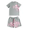 Estilo callejero hip-hop europeo y americano para hombre y mujer, top holgado de manga corta con estampado de letras, traje deportivo casual de moda de verano para hombre