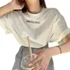 2025 Nueva Camiseta de Manga Corta de Verano Estilo K Súper Popular Celebridad de Internet Femenina Holgada y Versátil Estudiante Top Blanco Trendy