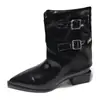 Botas de tacón grueso con punta de moda retro para mujer, nuevo modelo verano 2026, combinadas con faldas para realzar la altura y crear un efecto adelgazante, botines