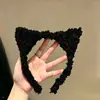 Acessório de Cabelo Orelha de Gato de Pelúcia Preta para Mulheres Faixa de Cabeça de Gato Fofa Adereço de Cabeça de Orelha Pontuda de Alta Qualidade Prendedor de Cabelo para Lavar o Rosto Outono Inverno