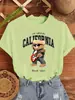 Camiseta Estampada de Oso Guitarra Cuervo Ídolo Letras para Mujer Verano Versátil Cuello Redondo Hip-Hop Manga Corta Mujer