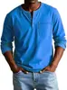 Camiseta Masculina de Manga Longa com Gola Redonda para Outono e Inverno - Pulôver Respirável Slim Casual Camiseta Básica de Manga Longa - Top