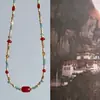 Collar de Cuentas de Nicho Rosa-Azul Fresco de Primavera y Verano, Versátil y Elegante, Cadena para Clavícula de Gama Alta, Nueva Cadena Dulce para el Cuello para Niñas