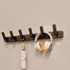 Ganchos de Madera de Nogal y Haya para Vestidores, Colgador de Puerta sin Taladro, Gancho de Pared para Ropa y Sombreros de Entrada