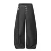 Pantalones de Mezclilla Estilo Guadaña para Hombre Marca de Moda Diseño de Bordado de Letras en la Espalda Personalidad Sueltos Pierna Ancha Largos Cierre de Botón