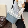 Bolsa Tote Versátil de Verão para Mulheres 2025 Nova Moda Bolsa de Ombro com Renda Francesa Estilo Universitário Bolsa Diária para o Dia a Dia