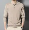 Suéter de Punto de Lana de Solapa Fino de Alta Gama para Hombre para Hombres Jóvenes y de Mediana Edad de Color Puro Suéter Base Camisa Polo