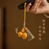 Llavero Colgante de Calabaza Estilo Chino Colgante Pequeño Adorno para Colgar en el Coche Pieza de Calabaza Girada a Mano Cadena para Teléfono Decoración de Bolsa