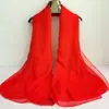 Bufanda Grande Roja de Seda para Mujer, Bufanda de Moda para Primavera y Otoño, Chal de Gasa, Bufanda de Color Sólido para Invierno, Bufanda Larga para Bailar, Nueva