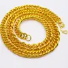 Collar de Cadena Plana de Alambre Redondo para Hombres, Cadena de Látigo de Caballo de Oro de Imitación, Juego de Cadena Plana de Oro de Color Duradero para Exportación, Joyería al por Mayor