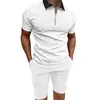 Camiseta Informal para Hombre Estación Independiente Europea y Americana Manga Corta Estampada Corte Delgado Cremallera Solapa Jersey Camisa Polo para Hombre Mismo Color