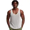 Colete de Tricô Gola U Profunda Estilo Europeu e Americano Verão Cor Sólida Sem Mangas Esportivo Casual Top Comércio Exterior Transfronteiriço Roupas Masculinas Sj0025