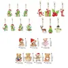 Pintura de diamante 5D com espelho cruzado quente 7 peças material acrílico chaveiro dupla face DIY diamante completo variedade de pendente de Natal