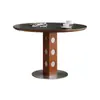 Mesa Redonda de Jantar para Apartamento Pequeno, Estilo Retro Francês, Mesa de Jantar Doméstica de Madeira Maciça e Ardósia, Mesa Redonda Berg, Mesa de Jantar Estilo Meio do Século, Novo Modelo