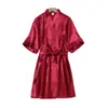 Vestido de Madrinha roupão matinal longo roupão matinal emocional feminino noiva madrinha seda festa pijama roupa presente de mão alça