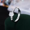 Anillo Camelia de Circonita de Plata Esterlina S999 Estilo Francés Estilo Fragante Anillo de Articulación Femenino Flor Tridimensional Anillo Liso Abierto