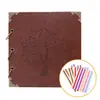 Álbum de fotos em couro PU DIY encadernação com argolas de ferro colagem manual cartão preto álbum de fotos de folhas soltas scrapbook couro de alta qualidade atacado