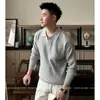 Camisa Polo Cuello Solapa Cuello en V Manga Larga Tejido de Punto Hombre Lujo Accesible Estilo de Negocios de Gama Alta Primavera y Otoño Exportación Venta al por Mayor Transfronteriza