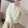Chaqueta Suéter Retro con Solapa y Cremallera para Mujer Otoño e Invierno Nueva Holgada Exterior Cardigan de Punto Superior Chaqueta Engrosada Moderna