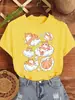 Camiseta Estampada para Mujer Camiseta Suave Transpirable Y2K Top de Algodón Holgado Casual de Manga Corta