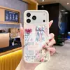 Funda de silicona líquida mate con parche de lazo rosa estilo mansión francesa para iPhone 18 Pro Max