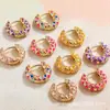 Pendientes de Mujer Japoneses y Coreanos Transfronterizos Aliexpress Rombo Colorido Gota de Aceite de Moda Versátiles Dulces Geométricos