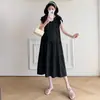 Vestido de Verão para Gestante 2026, Comprimento Médio, Modelagem Solta, Estiloso para Sair, Vestido de Maternidade Moderno que Rejuvenesce