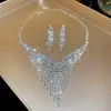 Conjunto de Collar y Aretes para Vestido de Novia con Circonita Super Brillante 2026 Nuevo Más Vendido Cadena para Clavícula Joyería de Alta Gama para Mujeres