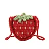 Libro Rojo Pequeño Bolsa de Lana de Fresa Monedero de Lana Tejido a Mano Terminado para Niños Bolso Cruzado de Moda para Niña Pequeña Bolsa para Auriculares