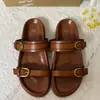 Para Zapatos de Mujer Españoles de Alta Calidad Punta Abierta Hebilla Playa Casual Sandalias Planas Sandalias de Tira Única con Suela Gruesa