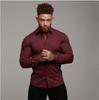 Camisa de manga larga deportiva para hombre musculosa 2024 Comercio Exterior Amazon Nuevo cárdigan ajustado de color liso para hombre Camisa fina