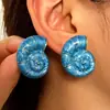 Conjunto de três peças de brinco, anel e broche de estrela-do-mar e concha com estilo oceânico e efeito de gota de óleo, acessórios multicoloridos com bordas douradas vintage estilo férias