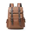 Mochila universitária estilo retrô britânico marrom, PU de luxo leve, para estudantes universitários do sexo masculino, adequada para aulas e viagens, mochila para laptop versátil e prática