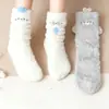 Meias de Pelúcia de Foca Branca de Desenho Animado 3D para Mulheres, Meias de Chão Quentes de Inverno até a Panturrilha, Meias Largas Estilo Ins