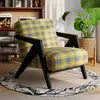 Silla Richard Estilo Chino Sofá Individual para Sala de Estar Silla de Sofá de Diseñador Balcón Retro Francés Ocio Silla de Sofá de Madera Maciza