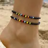 Tobillera trenzada con cuentas de concha estilo resort bohemio transfronterizo Tobillera de cuentas de arroz con estrella de mar estilo playa Juego de siete piezas