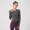 Jaqueta Esportiva com Zíper para Mulheres, Gola V, Corte Justo, Quente, Emagrecedora, Corrida, Treinamento, Yoga, Fitness, Blusa de Manga Longa t